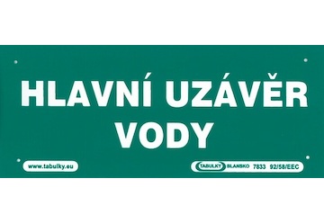 Magg 120074 Hlavní uzávěr vody 210x87mm - plastová tabulka