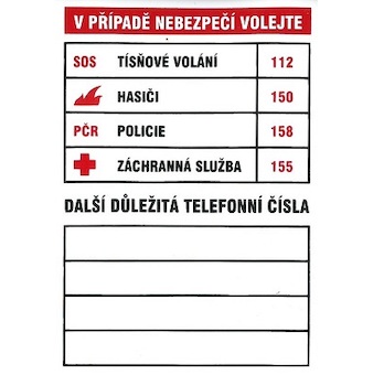 Magg 120084 Tabulka důležitých telefoních čísel 74x105mm - samolepka