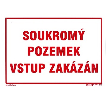 Magg 120104 Soukromý pozemek vstup zakázán 210x297mm - plastová tabulka