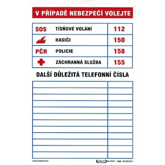 Magg 120121 Tabulka důležitých telefoních čísel 210x297mm - plastová tabulka