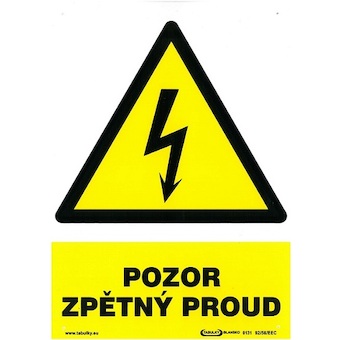 Magg 120122 Pozor zpětný proud 210x297mm - plastová tabulka