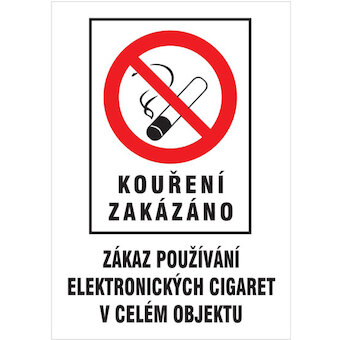 Magg 120184 Kouření zakázáno - Zákaz používání el. cigaret - plastová tabulka A4