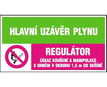 Magg 120231 Hlavní uzávěr plynu-Regulátor-Zákaz kouření a manipulace s ohněm.....- samolepka 180x80mm