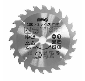 Magg 9318024 Pilový kotouč 180x2,5x20mm/24 zubů - střídavě šikmé