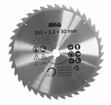 Magg 9335540 Pilový kotouč 355x3,3x30mm/40 zubů - střídavě šikmé