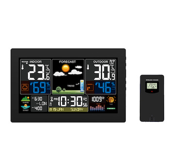 Solight TE81XL meteostanice, XL barevný LCD, teplota, vlhkost, tlak, RCC, černá