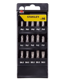 Stanley STA60506-XJ 16dílná smíšená sada bitů (ploché, PH, PZ)