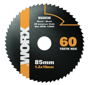 WORX 45905036 WA5036 - Pilový kotouč na dřevo HSS, průměr 85mm, 60 zubů