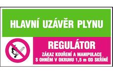 Magg 120231 Hlavní uzávěr plynu-Regulátor-Zákaz kouření a manipulace s ohněm.....- samolepka 180x80mm